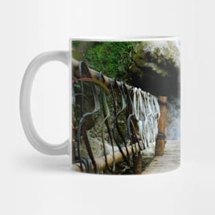 Bamboo footbridge to waterfall - vertical Mug